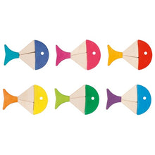 Load image into Gallery viewer, Colour and shape sorting game - 6 colourful fishes, goki evolution
