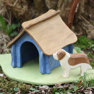 WoodartbyAstiak Wooden Dog House with Meadow