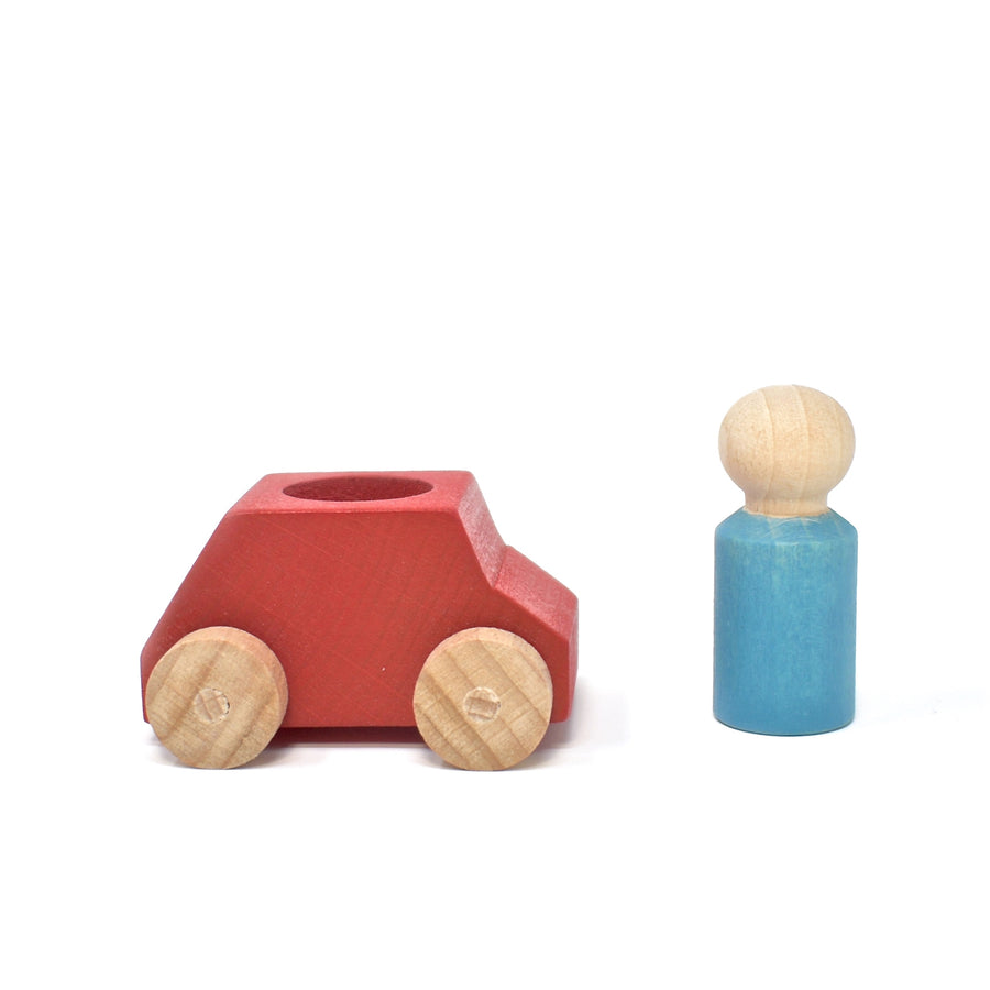 Red Car with Blue Figure